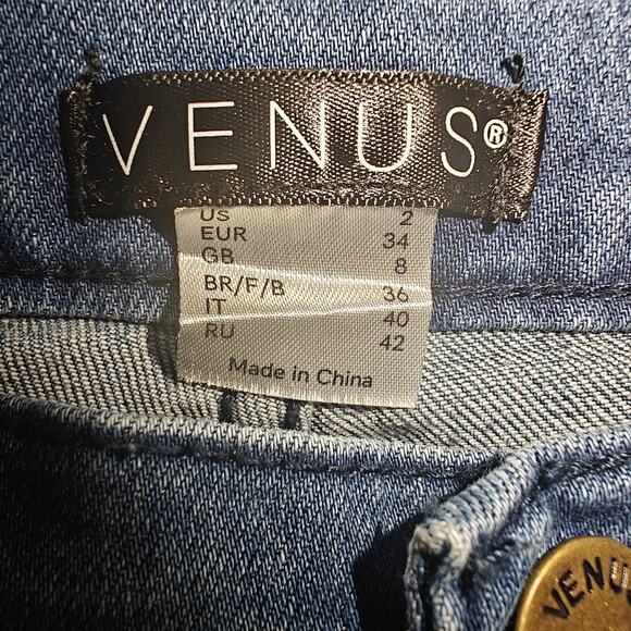 Venus Women Size 2 Skinny Jeans Lace Beads Distressed Raw Hem Medium Wash READ - Picture 3 of 13